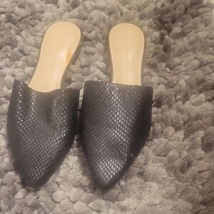 Halston Black Textured Women's Mules
